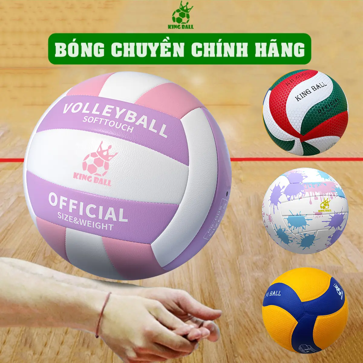 Quả Bóng Chuyền Da Chính Hãng King Ball Thi Đấu Nam Nữ Banh Bóng Chuyền Cao Cấp Giá Rẻ Cho Trẻ Em Học Sinh Viên Người Lớn Tập Luyện Ngoài Trời