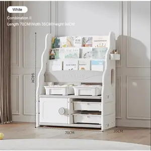 PREMIUM RAK BUKU LACI DRAWER TINGKAT BOOKSHELF ABU PUTIH BEIGE GREY TOY RACK TEMPAT PENYIMPANAN MAINAN LACI ANAK