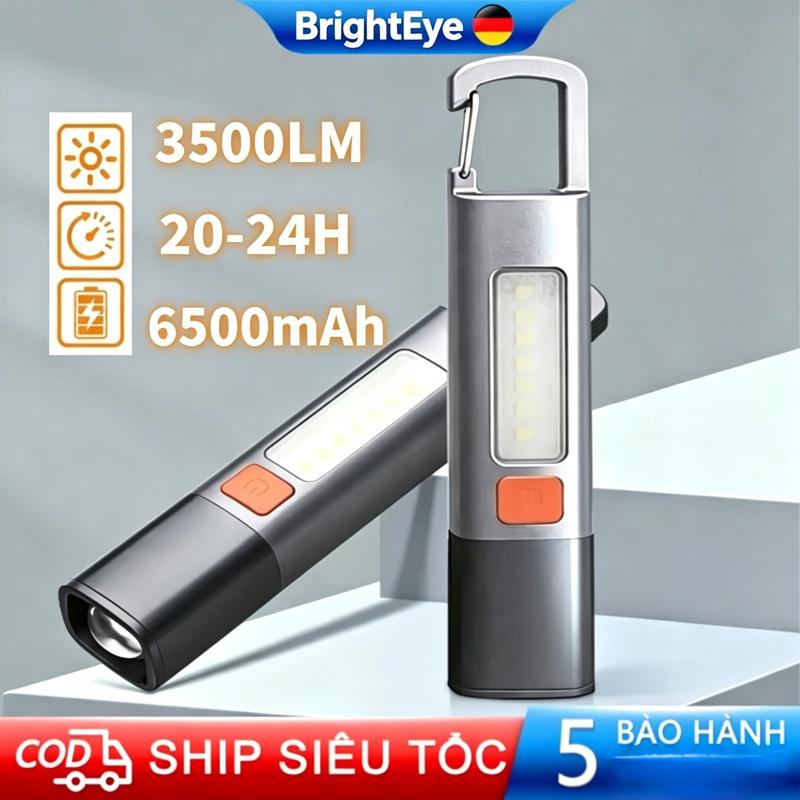 6500mAh Đèn Pin LED Siêu Sáng Chống Thấm Nước Kèm Móc Tiện Dụng , chống thấm nước, tiện dụng dã ngoại