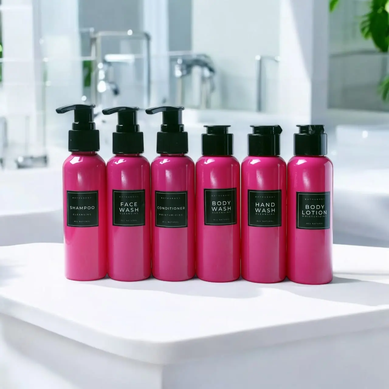 Botol  PINK  100 ml  untuk Sabun Cair , Shampoo, Body Lotion , dll + Free Sticker vinyl waterproof