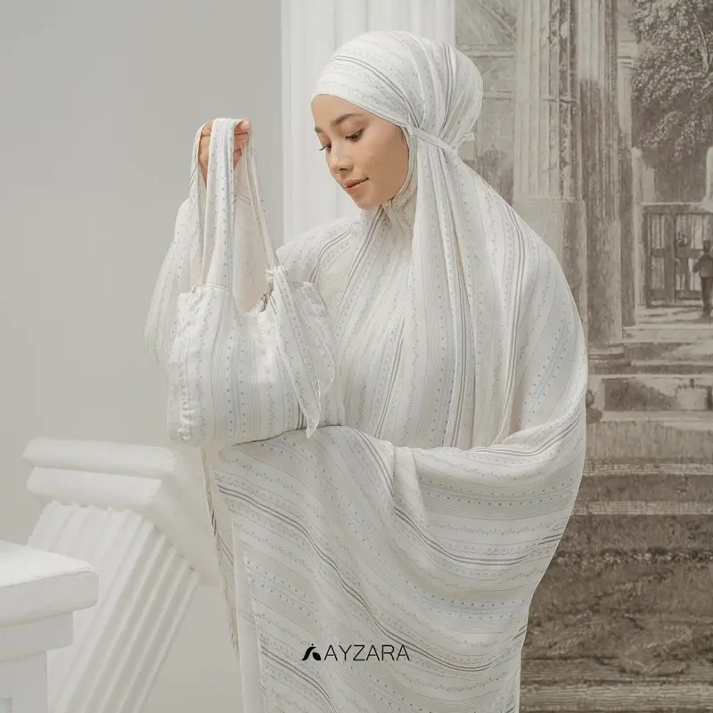 AYZARA - Mukena Dewasa Motif Rayon Azura Series Atasan Bawahan 5