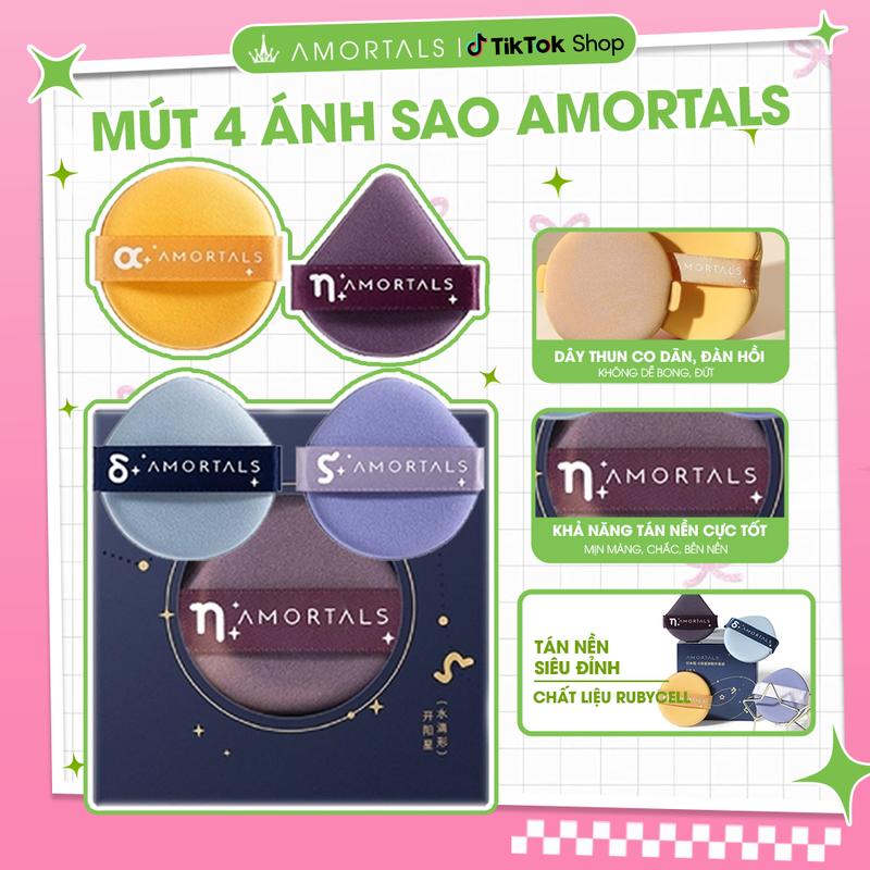  《Amortals.Vietnam》Set 4 Mút Trang Điểm Amortals Phiên Bản Ánh Sao Cushion Kem Che Khuyết Điểm Má Hồng Mút Phấn Cao Cấp 4 Miếng 