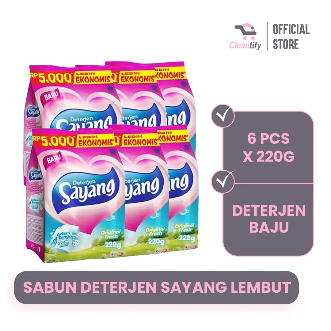 Paket 6 Pcs Detergen Sayang Kemasan 5000 Deterjen bubuk pencuci pakaian