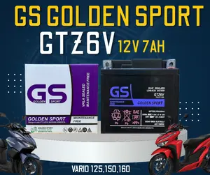 GOLDEN Sport GTZ6V 12V 7Ah Aki Motor Vario 125 / 150 / Beat Pop GOLDEN Sport GTZ6V – Aki Kering 12V