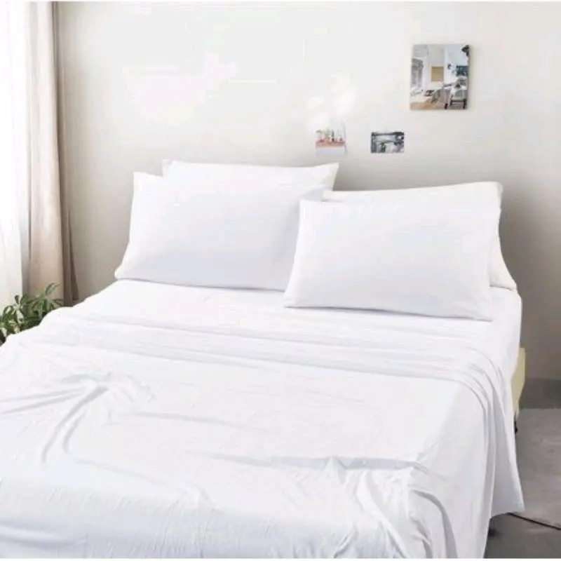 Sprei Putih 200x200 180x200 160x200 140x200 120x200 100x200 90x200 Ada 2 Varian Seprei Saja & Seprai Set Sarung Bantal Guling Karet Katun Bunga Estetik Hitam King Pink BUKAN Waterproof & Rumbai
