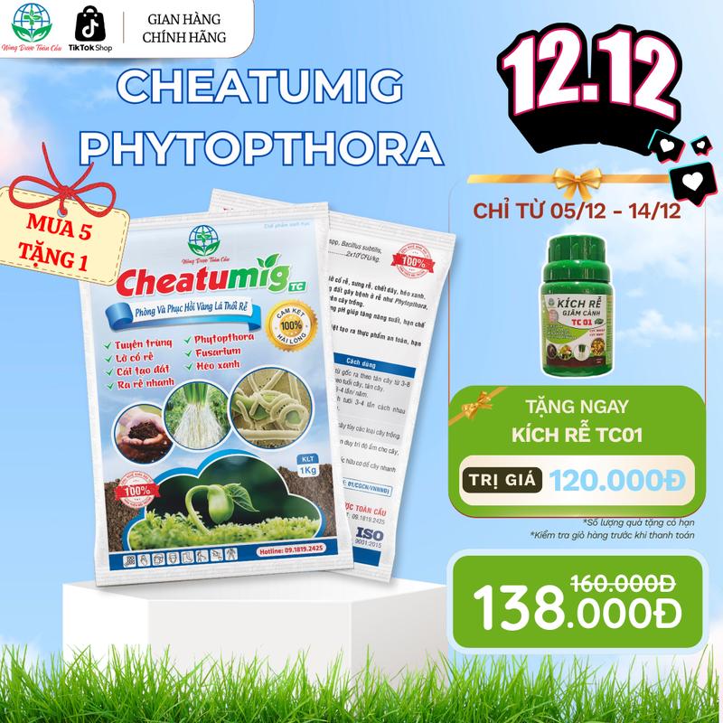 Combo 5 Phân bón Cheatumig phòng héo xanh tuyến trùng rễ lở cổ rễ cải tạo đất phục hồi bộ rễ vàng lá héo xanh toàn diện TC 1kg thuốc bvt meocham cay thuoc saurieng trichoderma dế đạm hữu giúp phân bón kích npk kíchrễ
