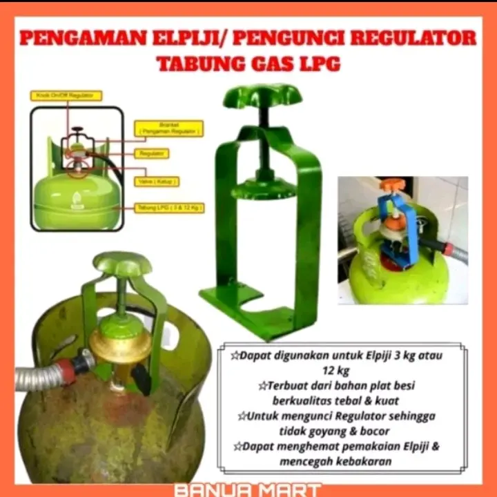 PENGAMAN GAS LPG , PENGUNCI GAS ELPIGI , GAS 3KG ,GAS 5 KG ,GAS 12 KG , MENCEGAH KEBOCORAN GAS