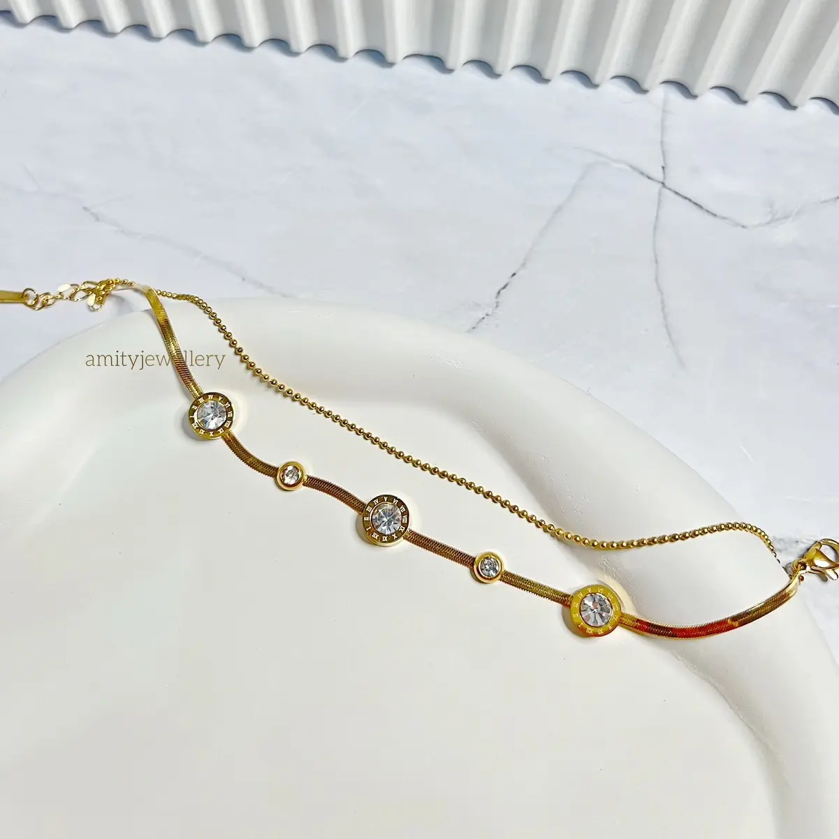 Gelang Wanita Titanium Anti Karat Dan Anti Luntur Warna Gold