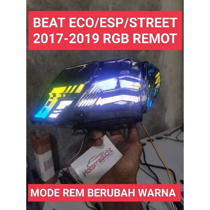 Lampu Stop Stoplamp Lampu Rem Lazy RGB REMOTE Honda Beat esp eco beat street 2016-2019 original Motorcycle Kendaraan Car 0