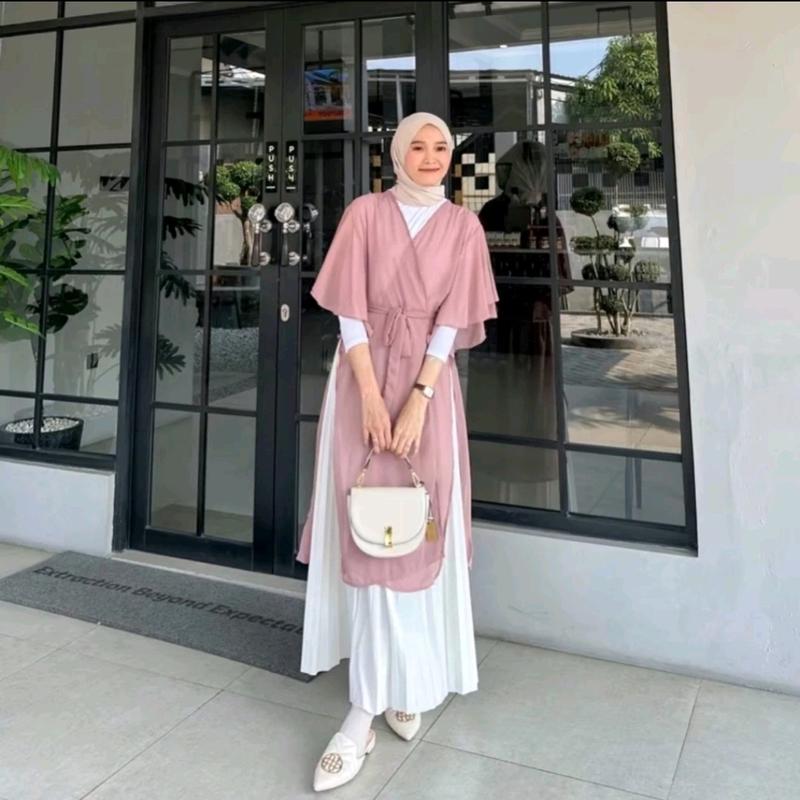Tunik cerutty/atasan wanita dewasa kekinian Muslim Outer Simple Ceruty clara  long 6
