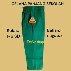 Celana panjang hijau sekolah MI usia 6-13 tahun celana panjang hijau seragam sekolah