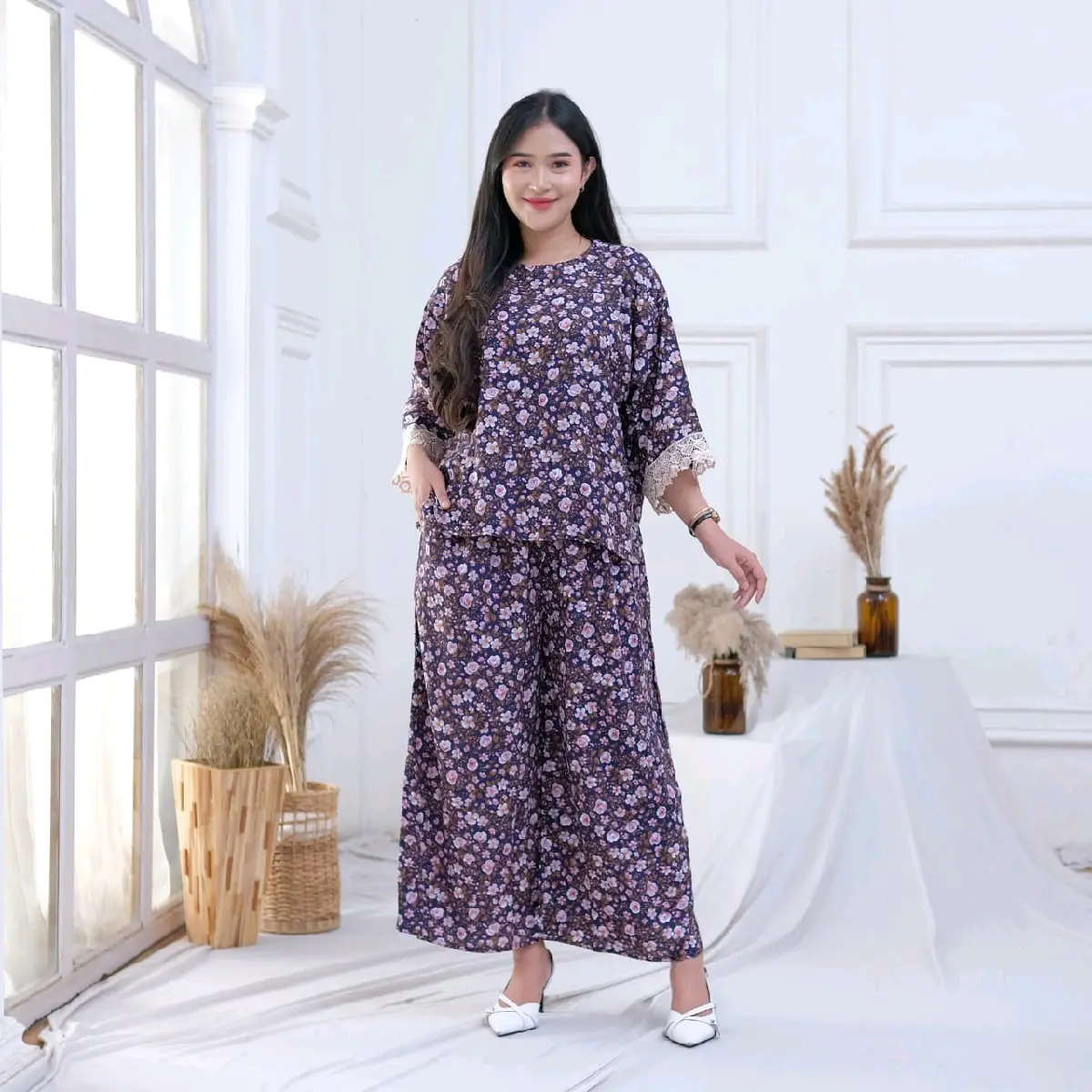Set Baju Wanita Blouse dan Celana XXL One Set ,dari Bahan Rayon Katun Yang Adem Nyaman