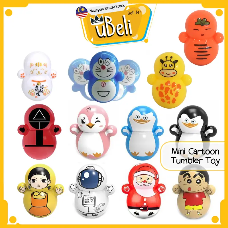 [uBeli] Mainan Tumbler Kartun Mini Roly-poly Toy Mini Cartoon Tumbler Toy Doll Educational Toys - BT328