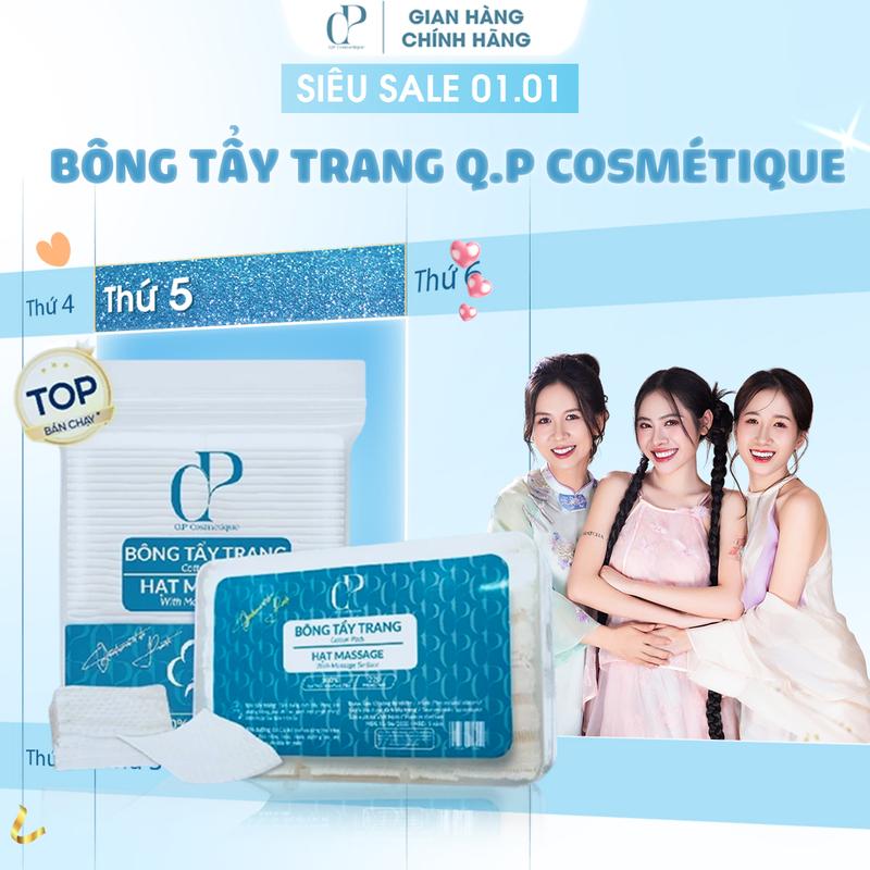  Hộp 220 Miếng Bông Tẩy Trang Hạt Massage Không Xơ Rách Q.P Cosmétique 