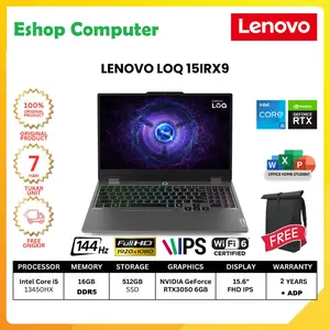 LENOVO LOQ 15IRX9 CORE I5 13450HX 16GB 512GB SSD RTX3050 6GB 15.6" FHD IPS 144Hz W11 HOME OHS 2024 LUNA GREY