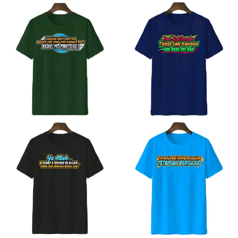 Paket 100rb 8 motif kata-kata keren Kaos kata-kata lokal Baju Oblong Atasan Dewasa Lengan  Pendek 1