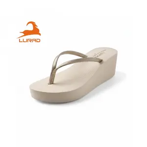 LURAD Sandal Wedges karet Cewek Sandal Jepit Lebaran Model Tinggi Premium Sandal Wanita Murah High Quality Toe Thong Open Toe Round Toe Tanpa Hak Pointed Toe Square Toe Sendal L270