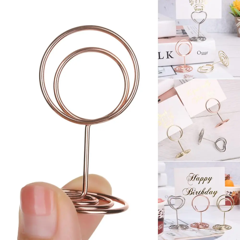 whatter 1pc Metallic Desktop Decoration Wedding Supplies Rose  Table Numbers Holder Place Card Photos Clips Clamps Stand