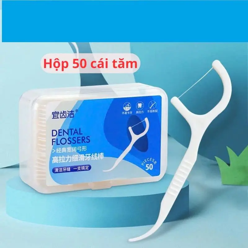 Combo 50 Chiếc Tăm Chỉ Nha Khoa Tiệt Trùng, Tăm Nha Khoa Vệ Sinh Kẽ Răng Chuyên Dụng Chăm Sóc Răng Miệng