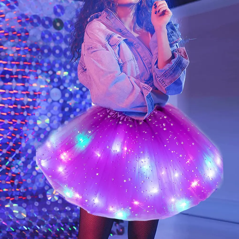Skirt Star Short Skirt Women Tulle Elastic Waist For Women LED Glowing Light