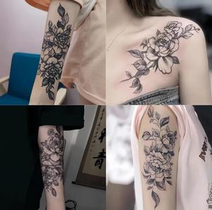 Tatu Lengan Penuh, Reka Bentuk Bunga Warna Pepejal, Tahan Sementara, Tahan Kalis Air dan Tahan Gosok, Tatu 15 Hari. Pelekat Tatu