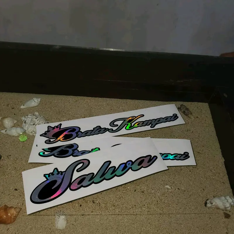 cutting sticker beground hitam custom nama mahkota hologram 5