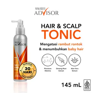 Makarizo Advisor Hair & Scalp Tonic 140 mL & 145mL - 2 in 1 Untuk Rambut Rontok dan Ketombe / Memperkuat Akar Rambut / Haircare Extract / Menebalkan / Perawatan