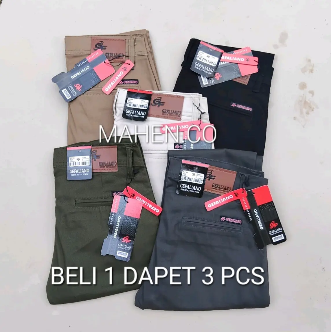 BELI 1 DAPET 3 CELANA PANJANG PRIA DEWASA CHINO GEFALIANO STREACH/MELAR Katun Tebal Fit Army Hitam Slim Hijau