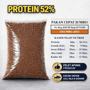 Pelet Ikan Protein 52% 1KG | Pakan Lele Nila Gurame Koi | Protein Tinggi | Kualitas Bagus | PELET PROTEIN TINGGI VIRAL