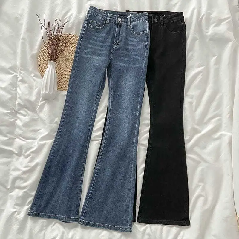 Terbaru Korea Cutbray Jeans Highwaist Celana Jeans Wanita Kekinian Seksi