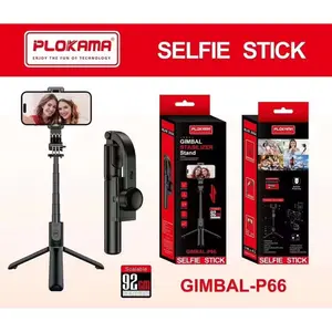 PLOKAMA P66 Gimbal Stabilizer Hp Handphone Auto Balance Selfie Stick 3 in 1 Tripod Tongsis Bluetooth Remote Control
