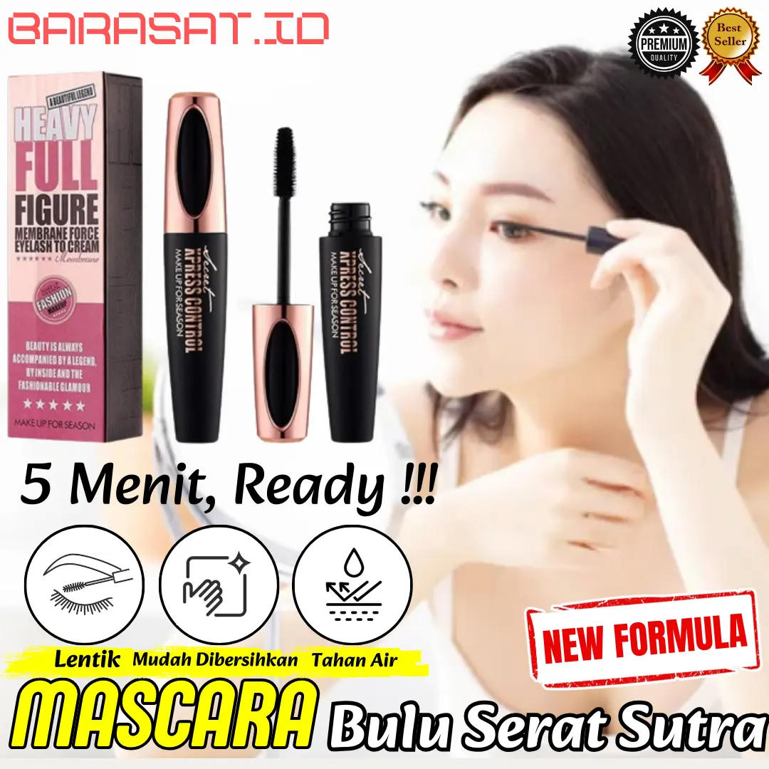 Mascara Waterproof Pemanjang Pelentik Bulu mata 4d Silk Fiber Eyelash