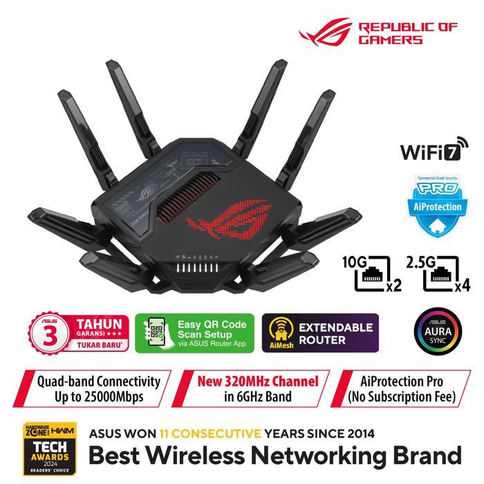 Promo ASUS ROUTER ROG RAPTURE GT-BE98 WIFI 7 802.11BE BE19000 TRI-BAND ...