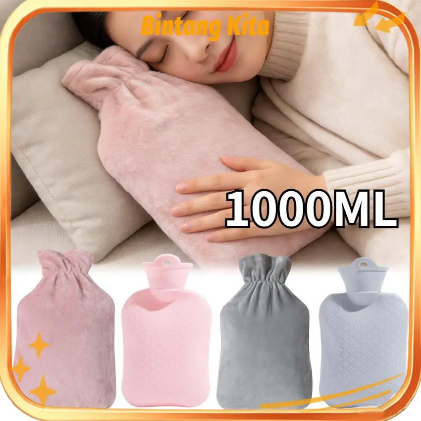 1000ml Kantung Kompres Air Panas Hangat Dingin Pereda Nyeri Perut Bahan Bulu-Daya Tahan Tinggi / Kantong Kompres Girl Karakter / Kompres Air Panas Bag / Kantong Kompres Air Panas