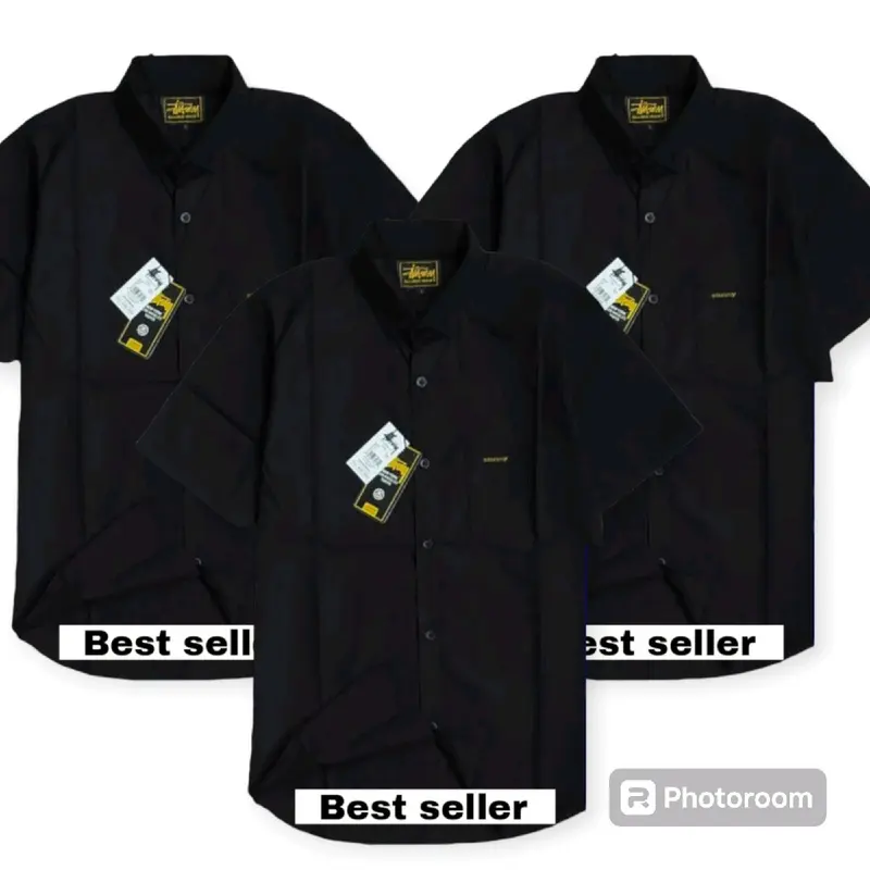 PAKET 3PCS 60RIBU KEMEJA POLOS PRIA LENGAN PENDEK Katun Nyaman Putih Hitam Slimfit Navy Casual Formal Semi Panjang Basic Coklat 7