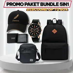 BUNDLING SPECIAL TAS RANSEL,JAM KULIT ,TOPI BASEBALL,DOMPET SLINGBAG MINIransel  kulit Backpack Wanita Pria