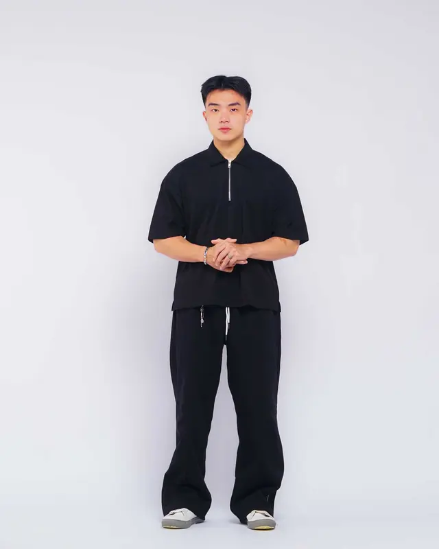 Crop Zip Collar Boxy Oversize Tee - Kaos Polos Crop Boxy Oversize Kerah Dengan Zipper 2