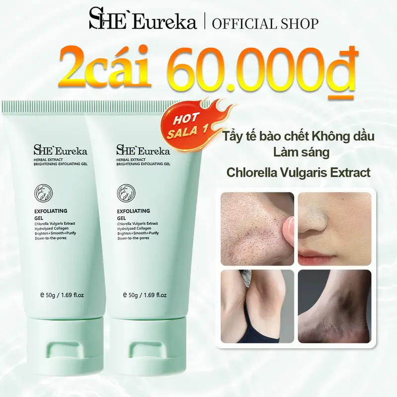 1PC 49.000₫ SHE Eureka Chlorella Exfoliating 50g Gentle exfoliation shrink pores improve dull skin Cleansing skin repair skincare and suitable for face and body