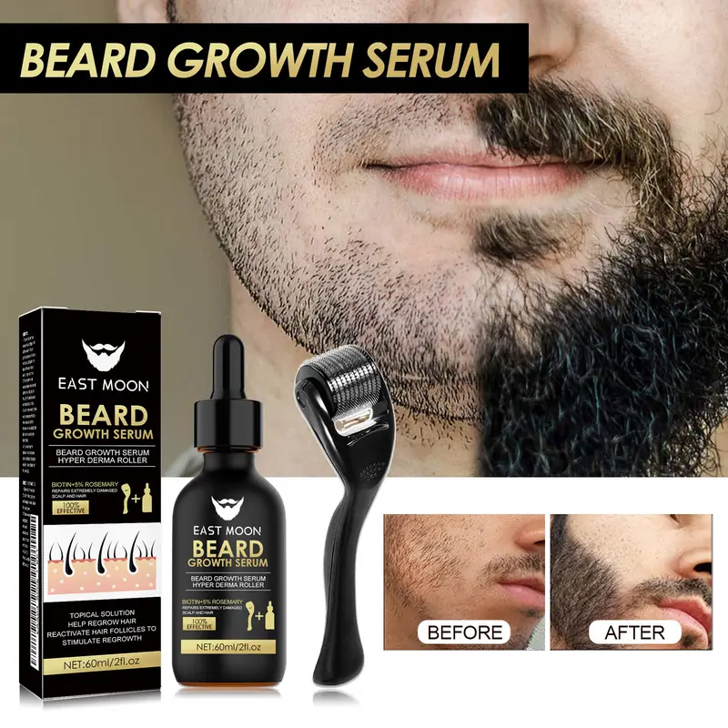 East Moon Beard Care Essence Set Men's Facial Care Hair Nutrition Nourishing Beard Care 4