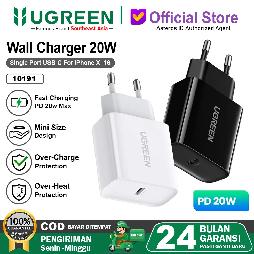 UGREEN Kepala Charger Power Delivery Type-C Fast Charging 20w 10191