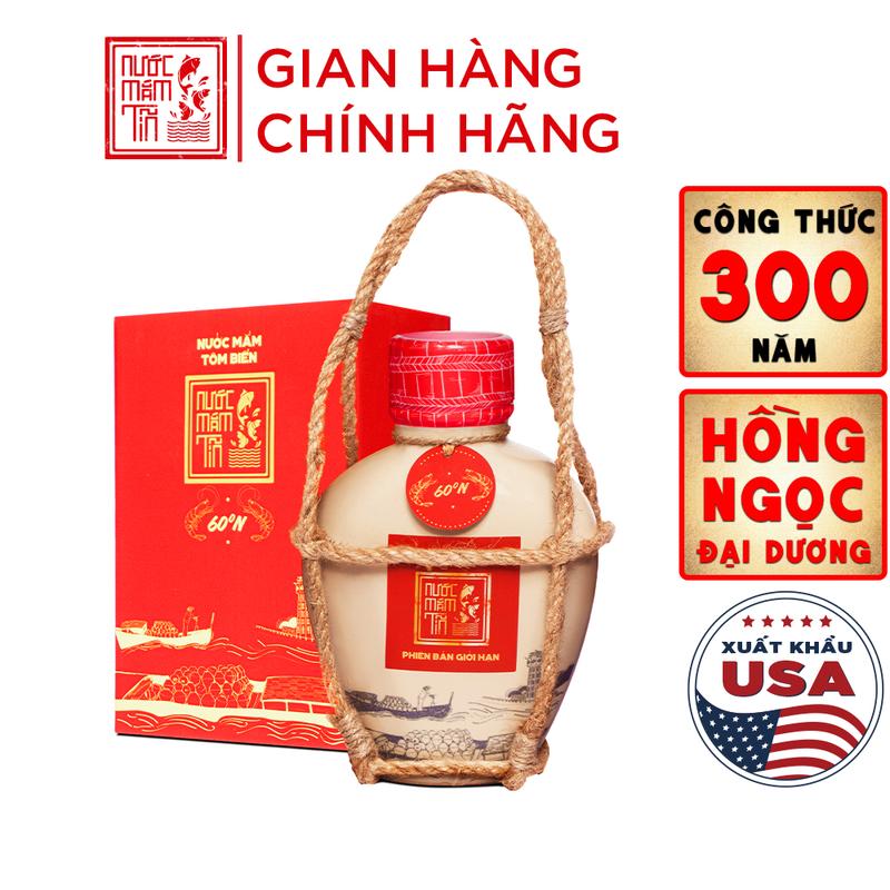 01 Bình gốm Nước mắm Tôm Biển Truyền Thống 60N đạm - Nước mắm Tĩn - 500ml Thơm Ngon Hảo Hạng Không Chất Bảo Quản