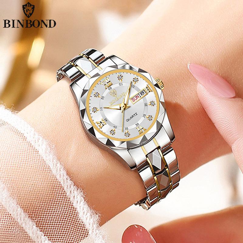 Đồng Hồ Cặp Đôi, Binbond B5552, Sang Trọng Hàng Đầu, Chính Hãng, Đồng Hồ Thạch Anh Cho Nam Và Nữ, Đồng Hồ Đeo Tay Nữ Sang Trọng, Thép Không Gỉ, Chống Nước 30M, Thích Hợp Cho Tình Nhân 8