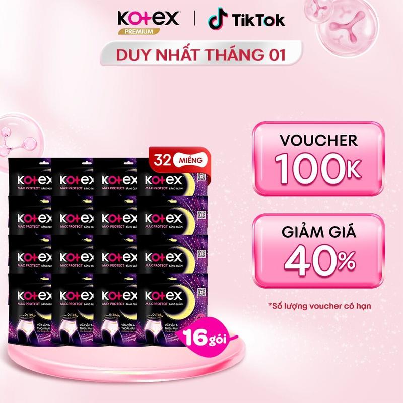   QUÀ TẶNG HOT  32 miếng băng vệ sinh quần Kotex cỡ M L 2 miếng gói chống tràn thấm hút tốt thoáng khí không lộ viền siêu mỏng phù hợp sử dụng ngày và đêm dành cho phụ nữ mang thai và sau sinh miễn phí vận chuyển bvs chính hãng tampon 
