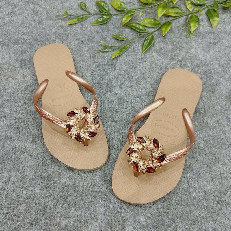 Havaianas - Dép Slim Nữ Mix Phụ Kiên Nguyệt Quế Cao Su Êm Chân Lâm Trân.