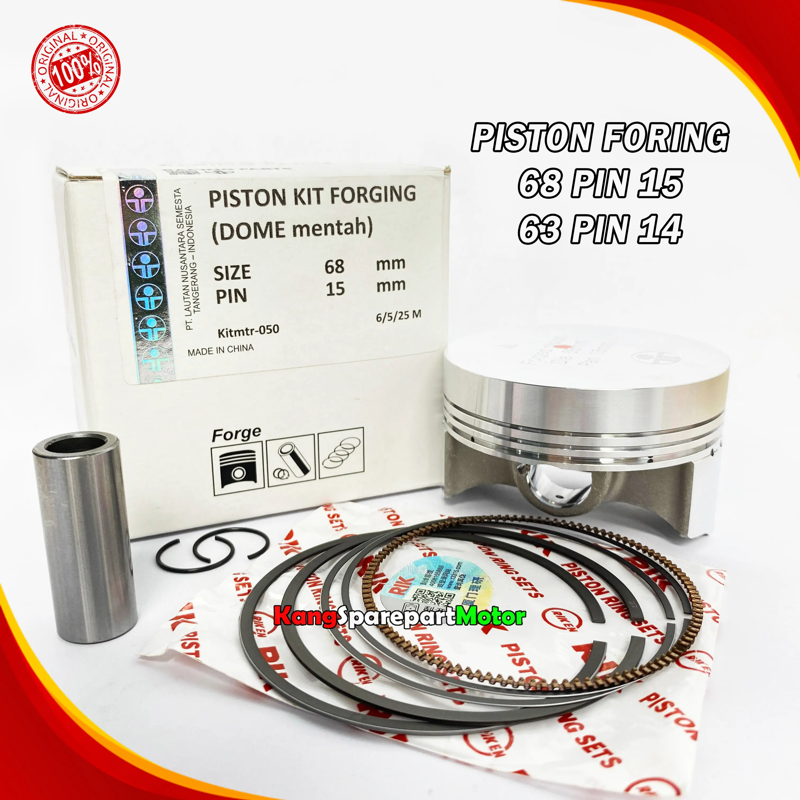 Seher Piston Set ITI Forged Forging Mentah 53.5 54 55 55.25 58 59 60 62 63 66 68 69 70 pin 13 14 15 ITI