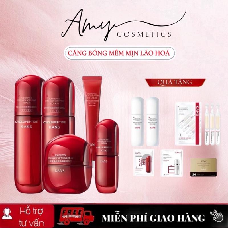 Bộ Mỹ Phẩm Chống Nhăn Collagen Polypeptide Dưỡng Da Đàn Hồi Mềm Mại & Mịn Màng Với Axit Ferulic Vitamin C E , bộ không có sữa rửa mặt có kem mắt - toner 20ml , lotion 20ml , 2 miếng mặt nạ , 1 miếng mặt nạ mắt , 3 ống tinh chất trẻ hoá
