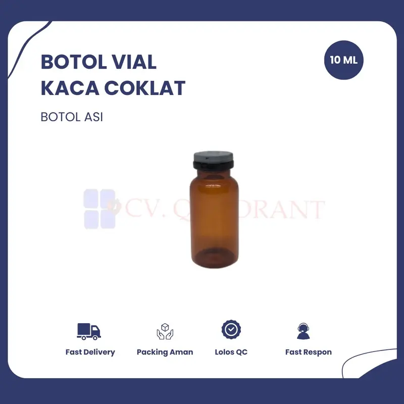 Botol Vial Kaca Coklat Tutup Karet / Botol ASI / Dapat disesuaikan 2