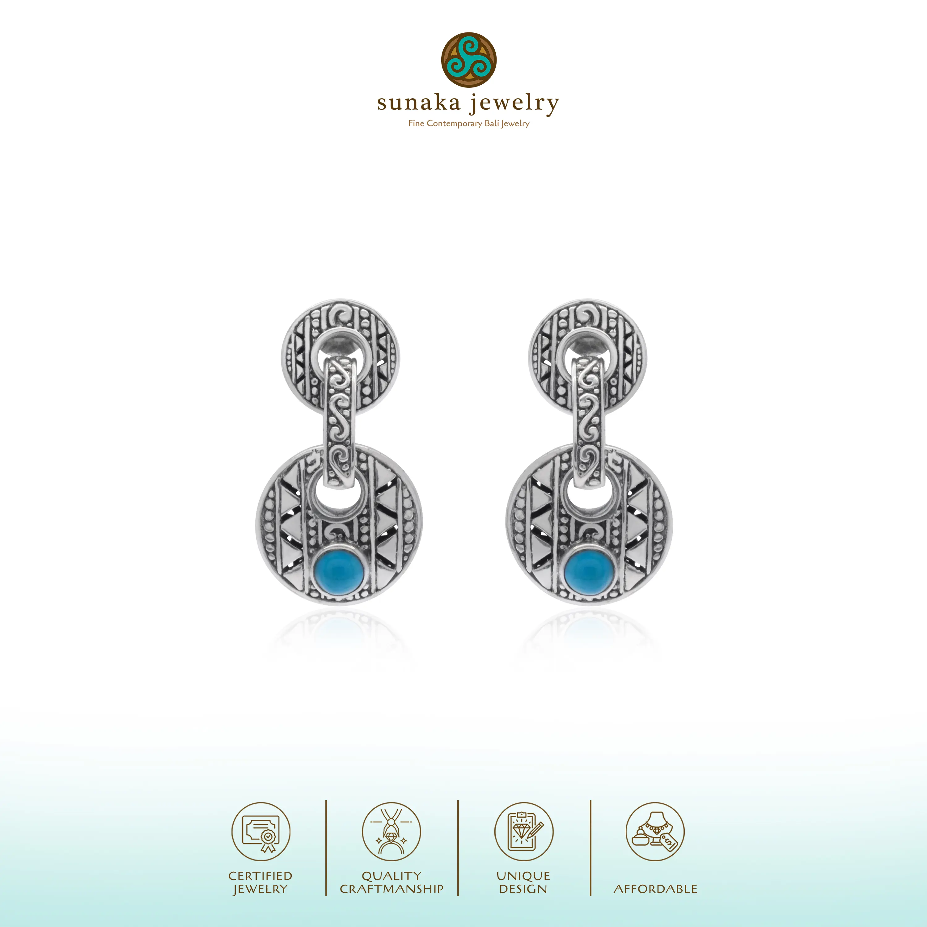 Anting Drop Wanita Perak 925 Koleksi Bohemian Sunaka Jewelry