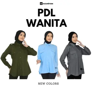 RAOUNIFORM Kemeja PDL Wanita Seragam PNS American Drill Adem Seragam Dinas Guru Lengan Panjang