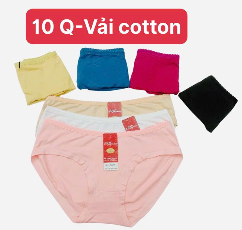 Set 10 Quần Lót Nữ Cotton Thái Dập Hoạ Tiết Thiên Nga 816 Size 45 - 55 Kg - Kim Yến Stores Women